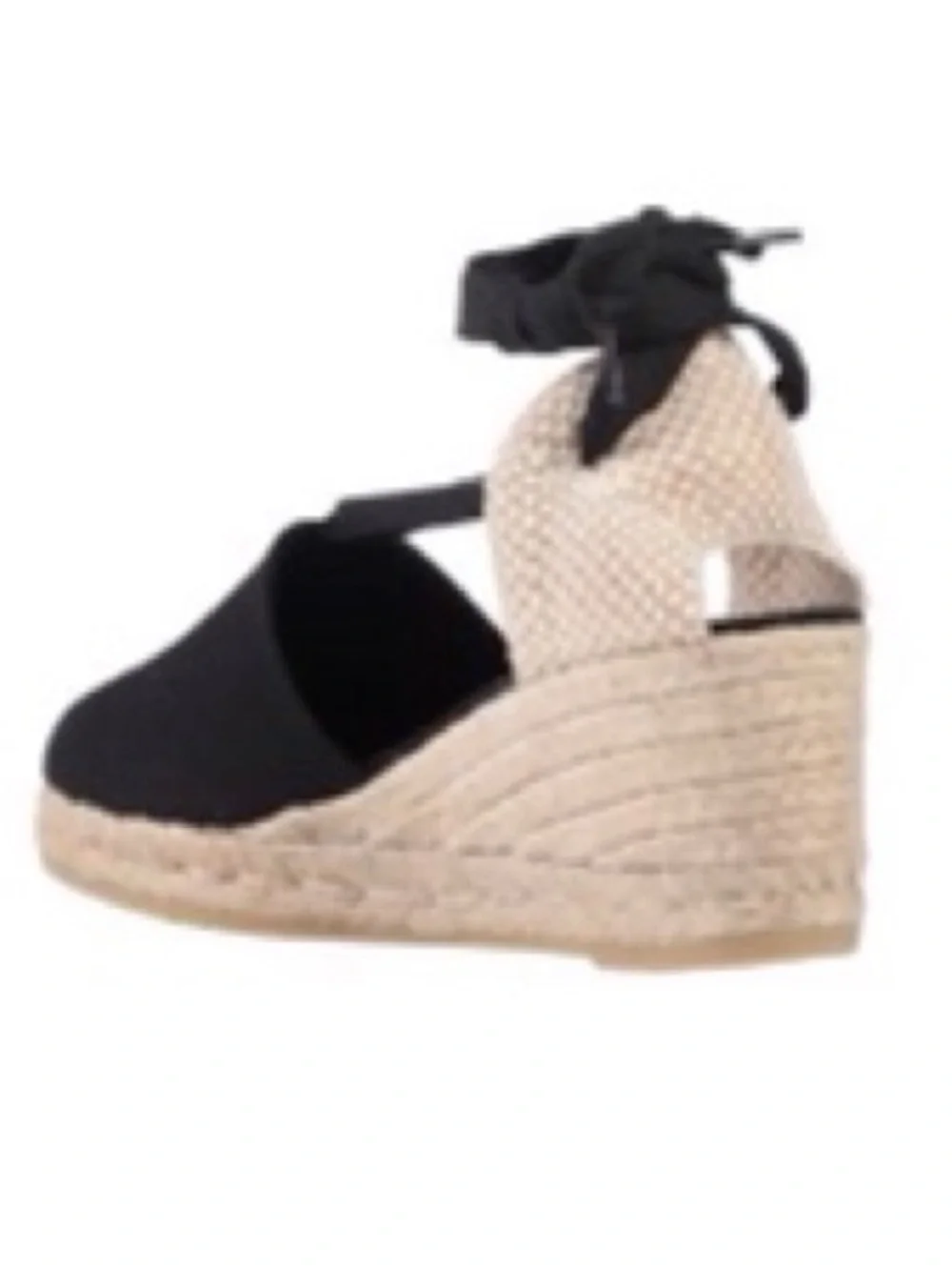 Gaimo Spain Closed Toe Women’s Black Espadrille Wedge Sandals with Ankle Wrap